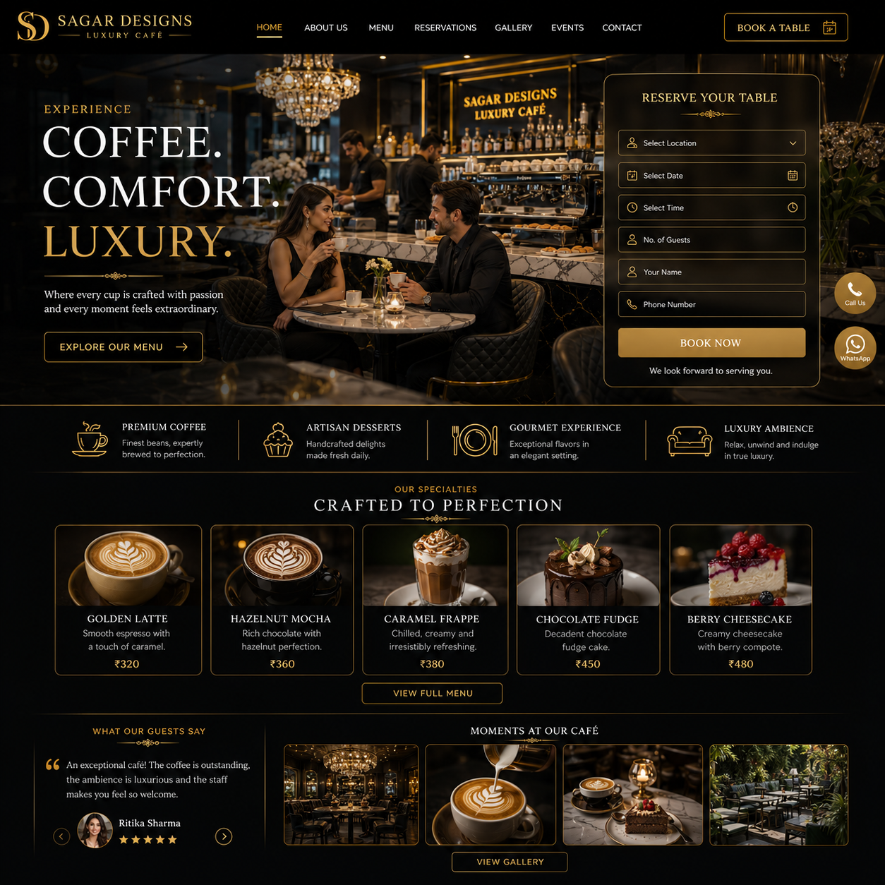 Cafe Website Design