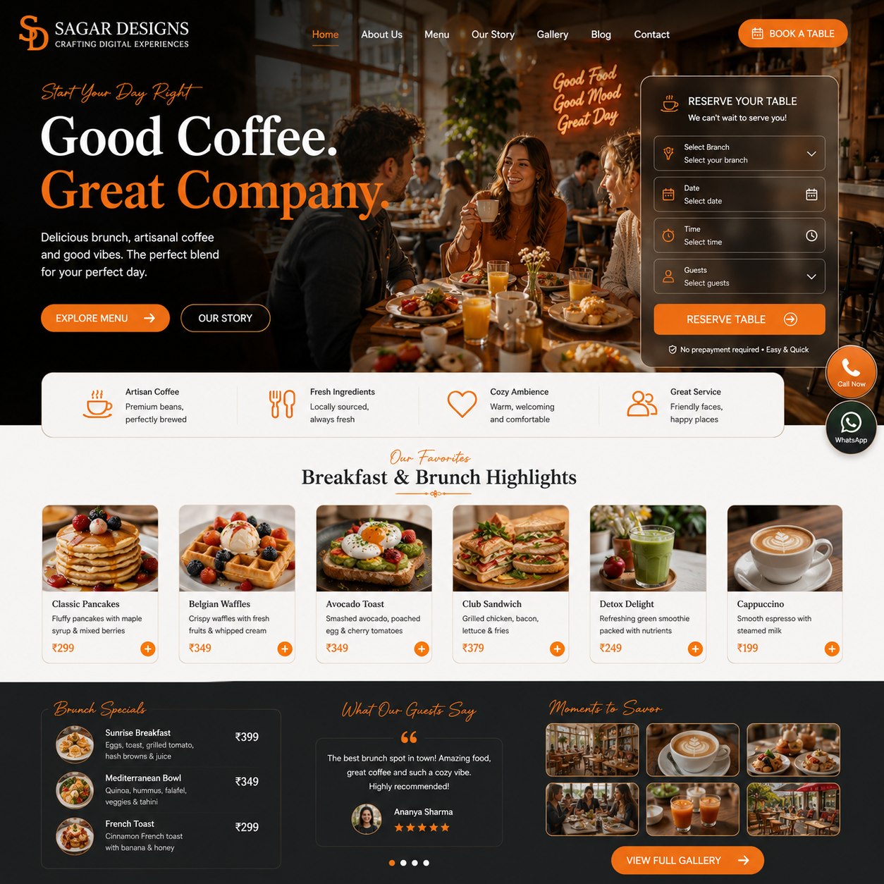 Cafe Website Design