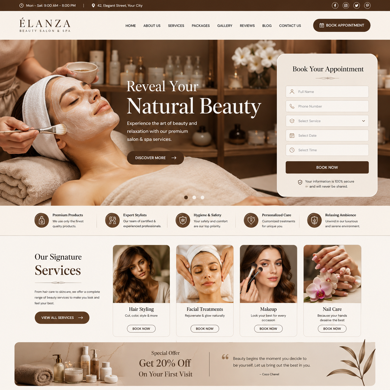 Salon Website Design