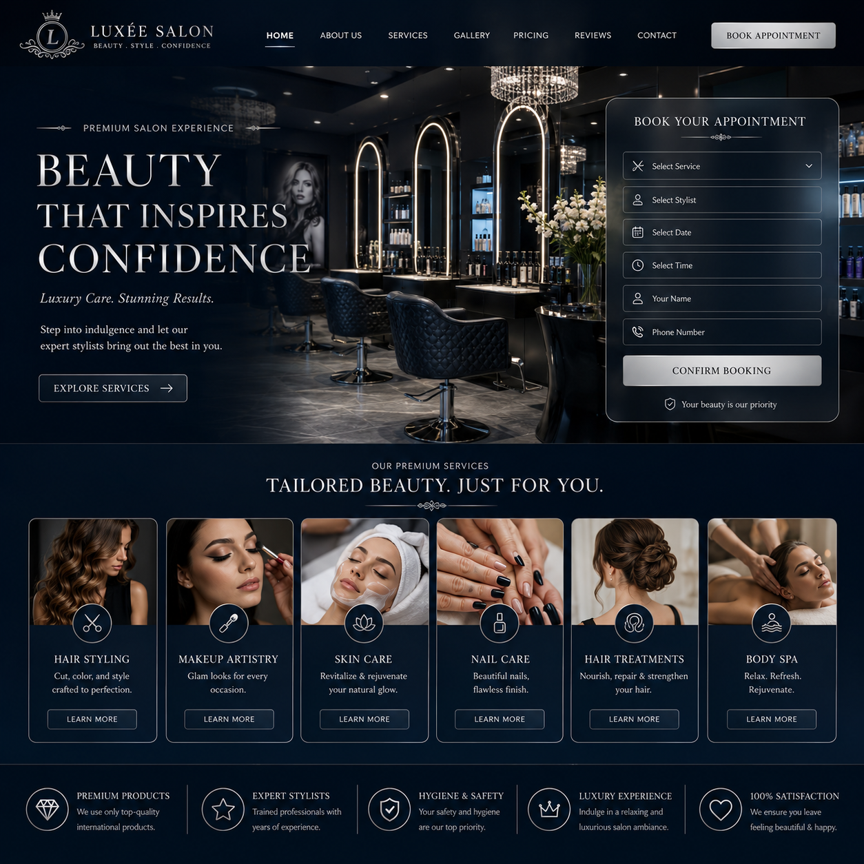 Salon Website Design
