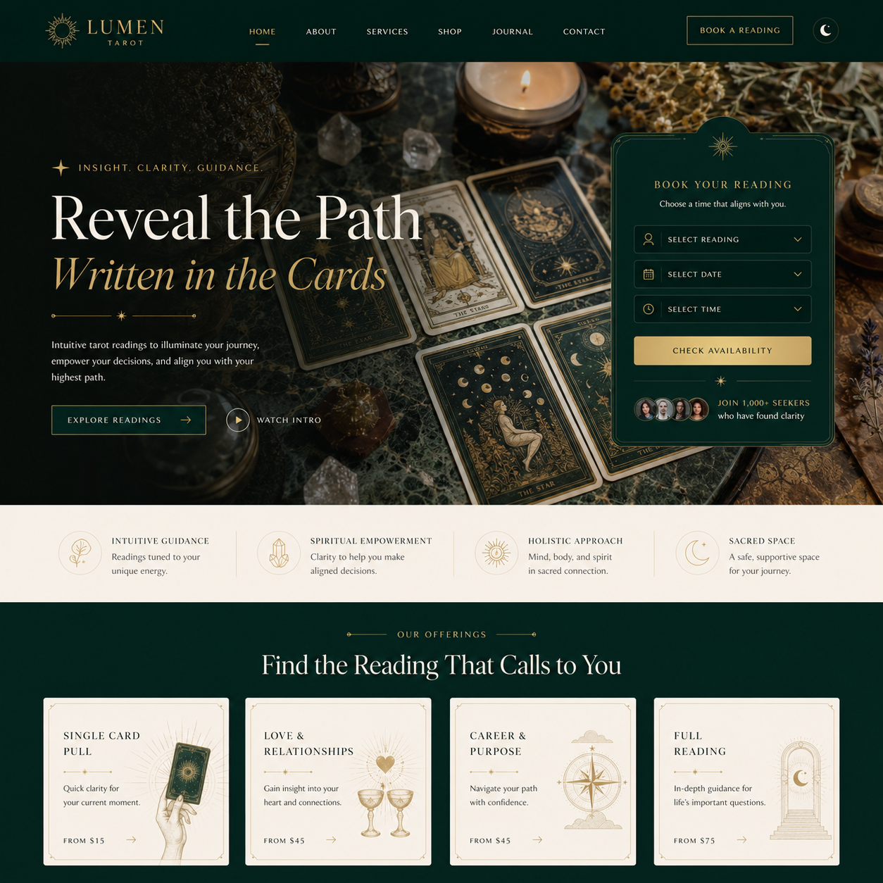 Tarot Reading Website Design