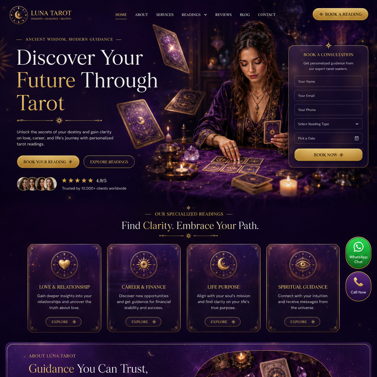 Tarot Reading Website Design