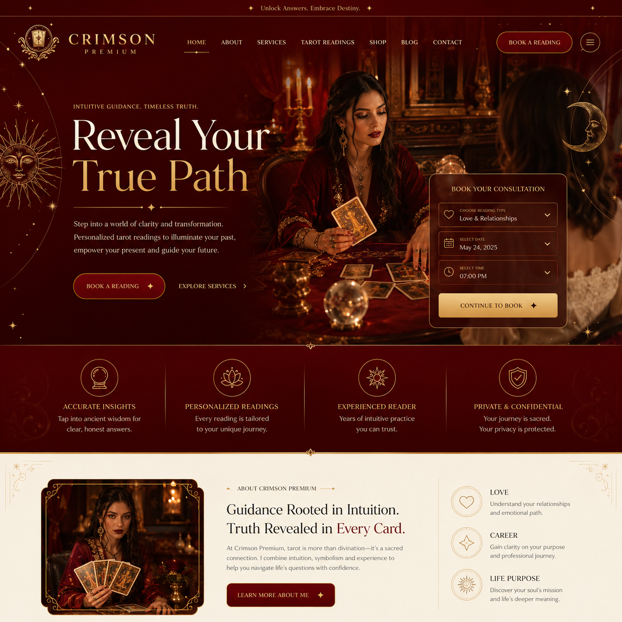 Tarot Reading Website Design