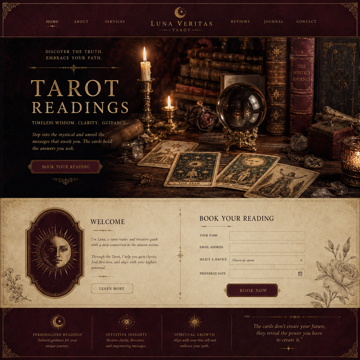 Tarot Reading Website Design