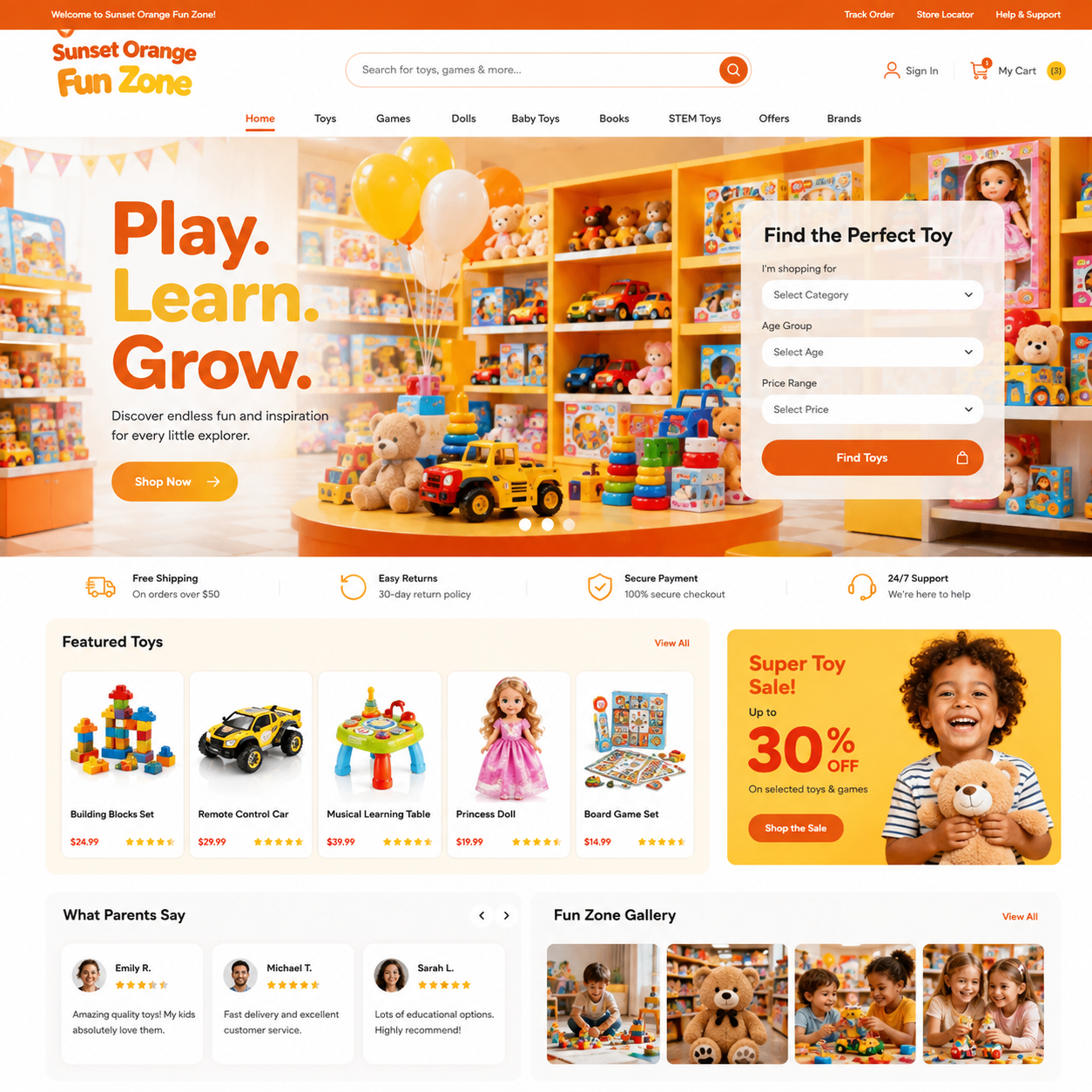 Toy Store Website Design