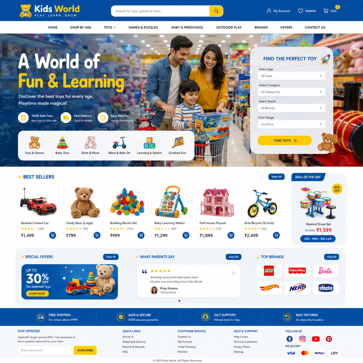 Toy Store Website Design