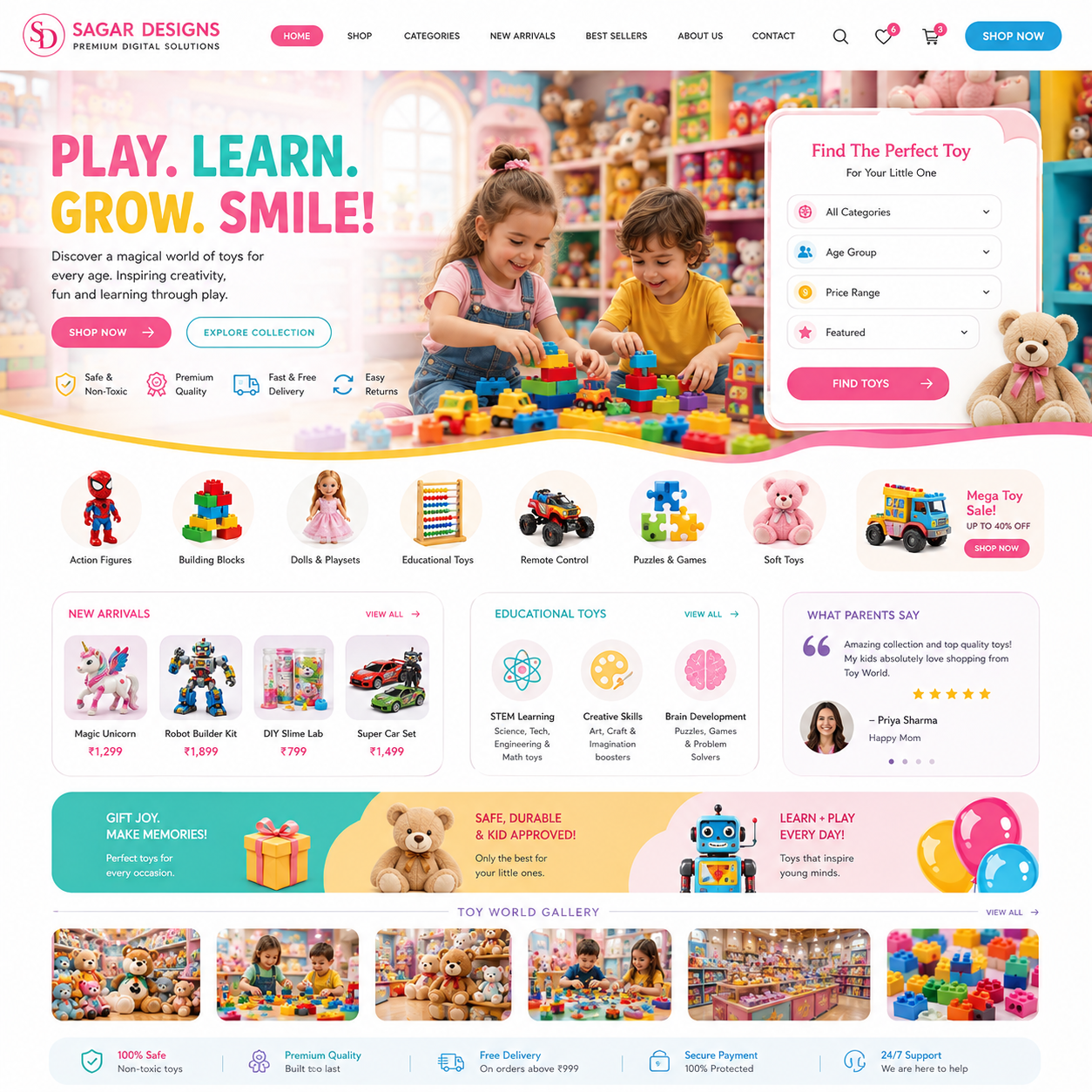 Toy Store Website Design