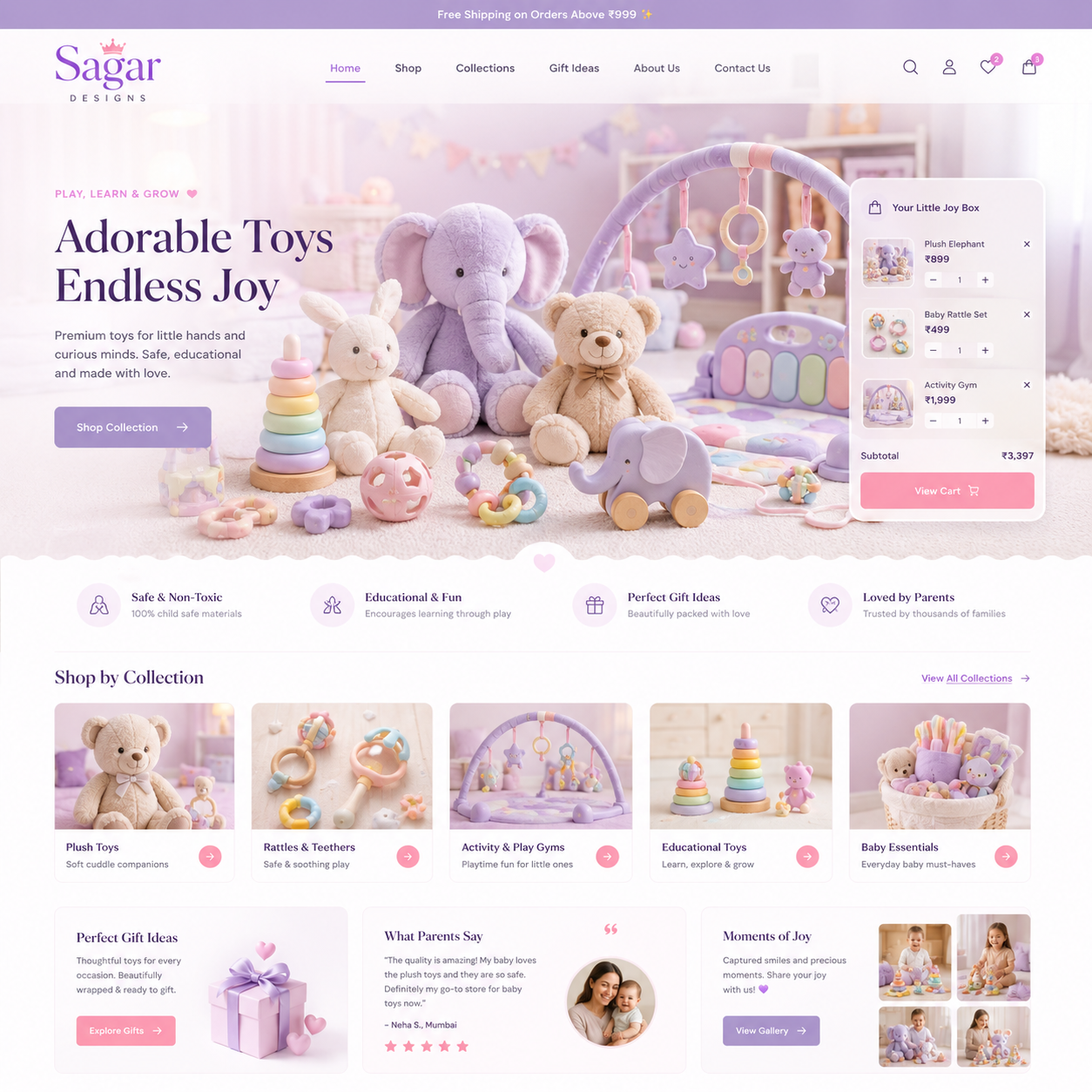 Toy Store Website Design