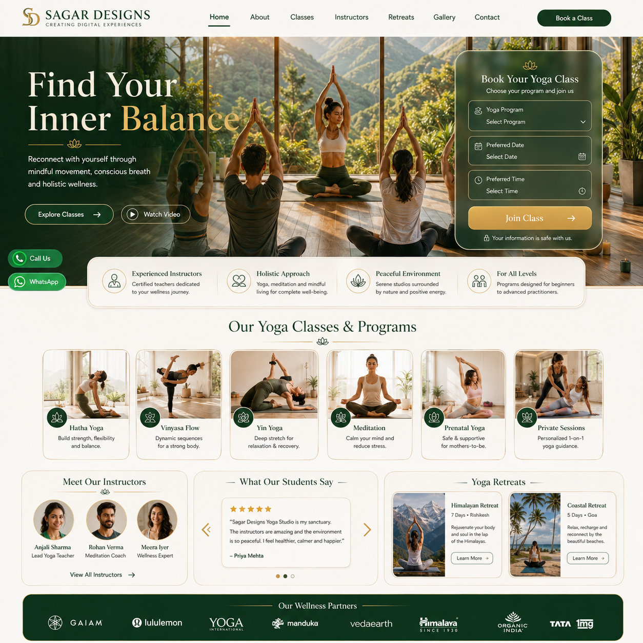Yoga Studio Website Design