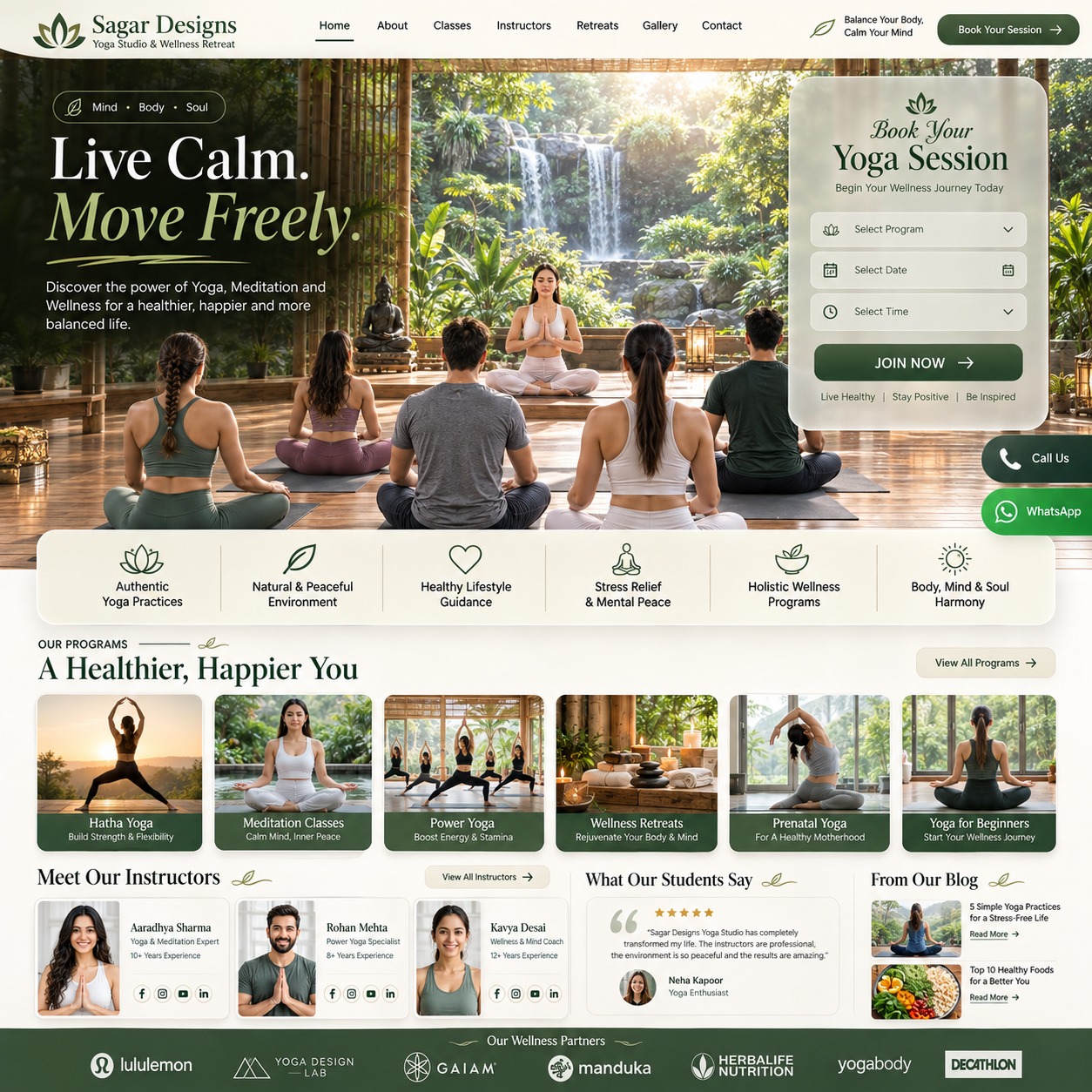 Yoga Studio Website Design