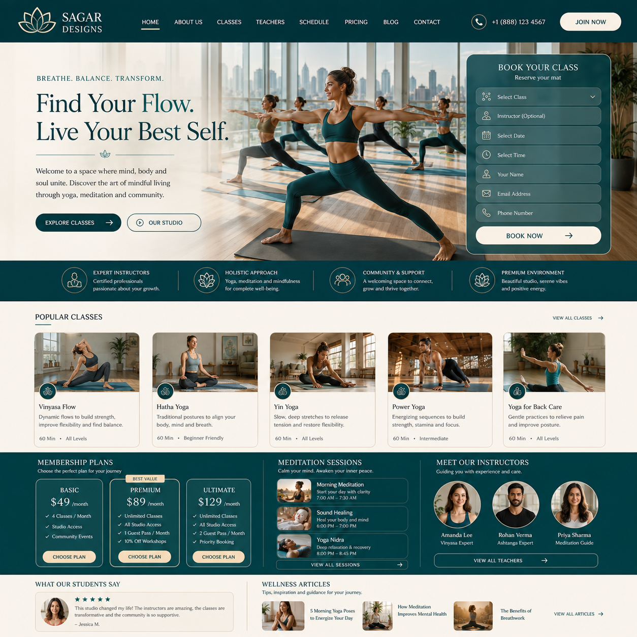 Yoga Studio Website Design