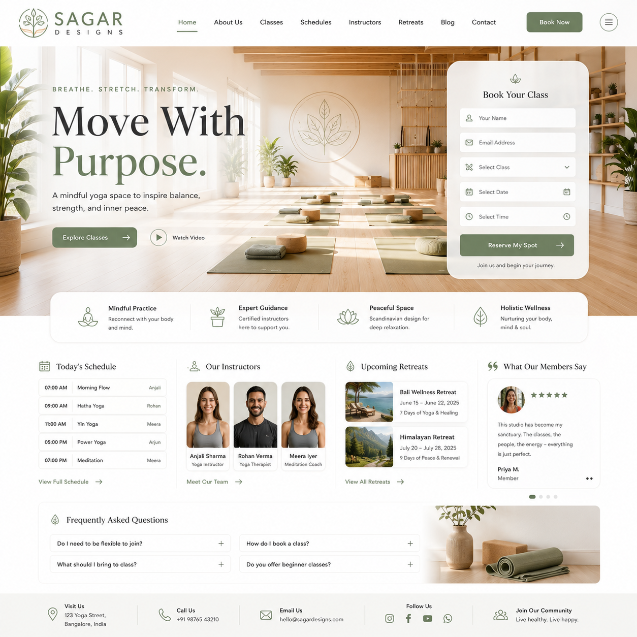 Yoga Studio Website Design