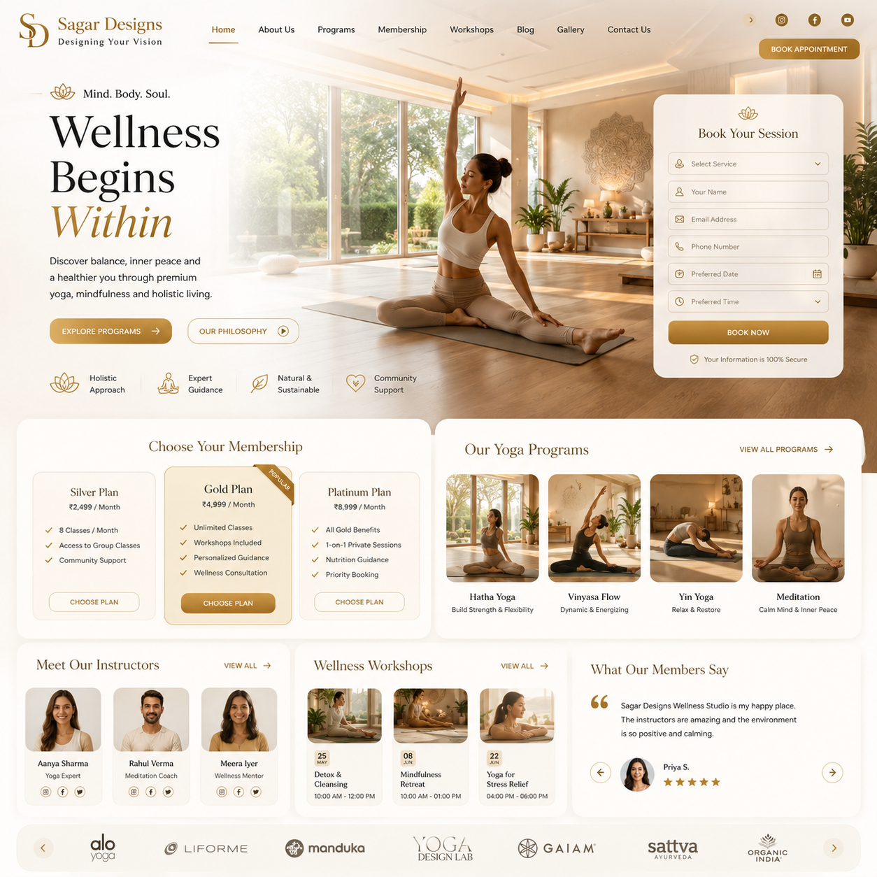 Yoga Studio Website Design
