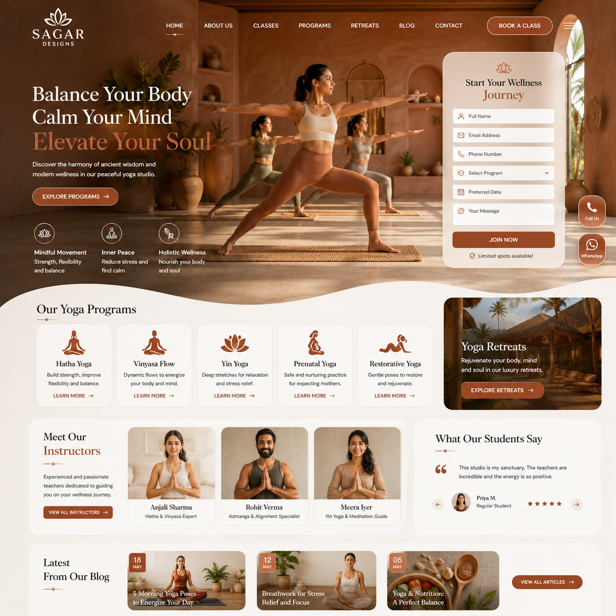 Yoga Studio Website Design
