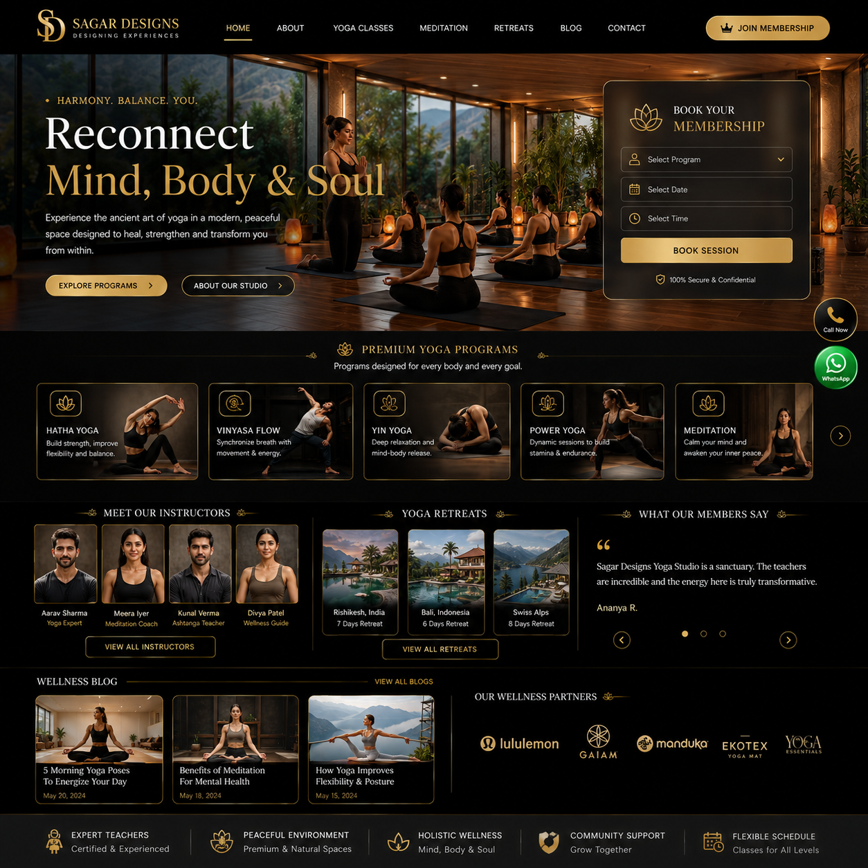 Yoga Studio Website Design
